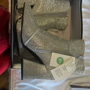 Silver Glitter Ankle Boots